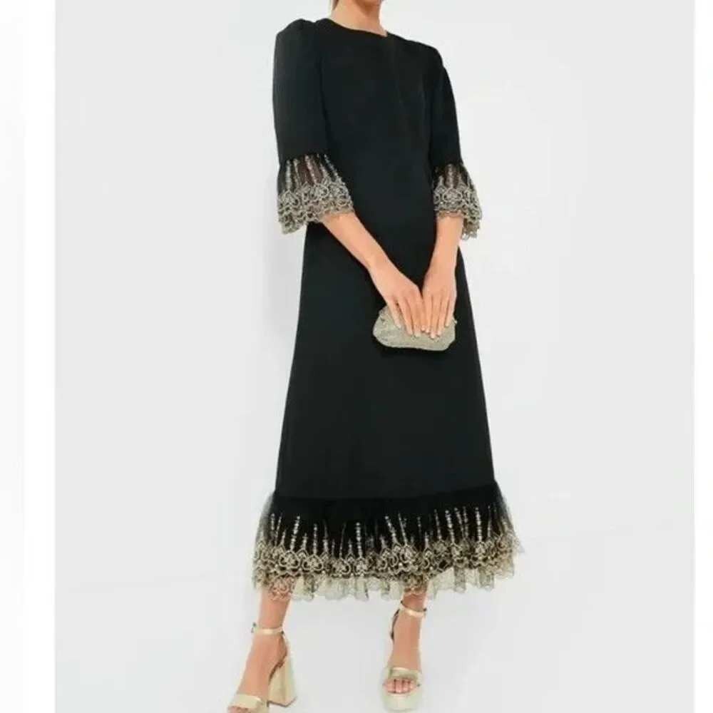 NWT Tuckernuck Pomander Place Lilleth Black Velvet Maxi Dress Gold ($298) XS - Picture 5 of 14